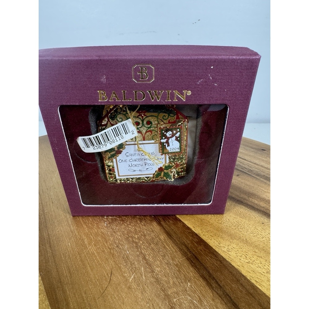 Baldwin Brass 24kt Gold Finished Brass Letter To Santa Christmas Ornament 2004